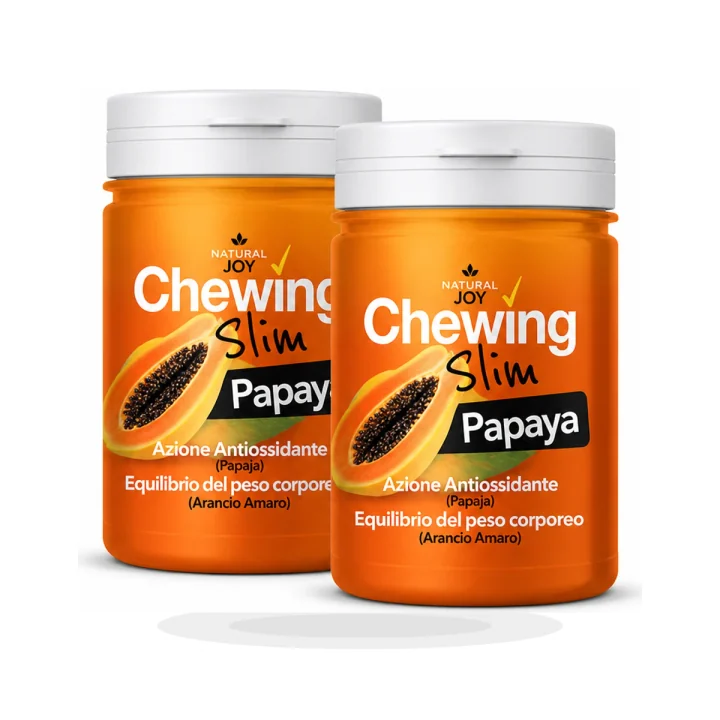 Chewing Slim Papaya su sfondo bianco